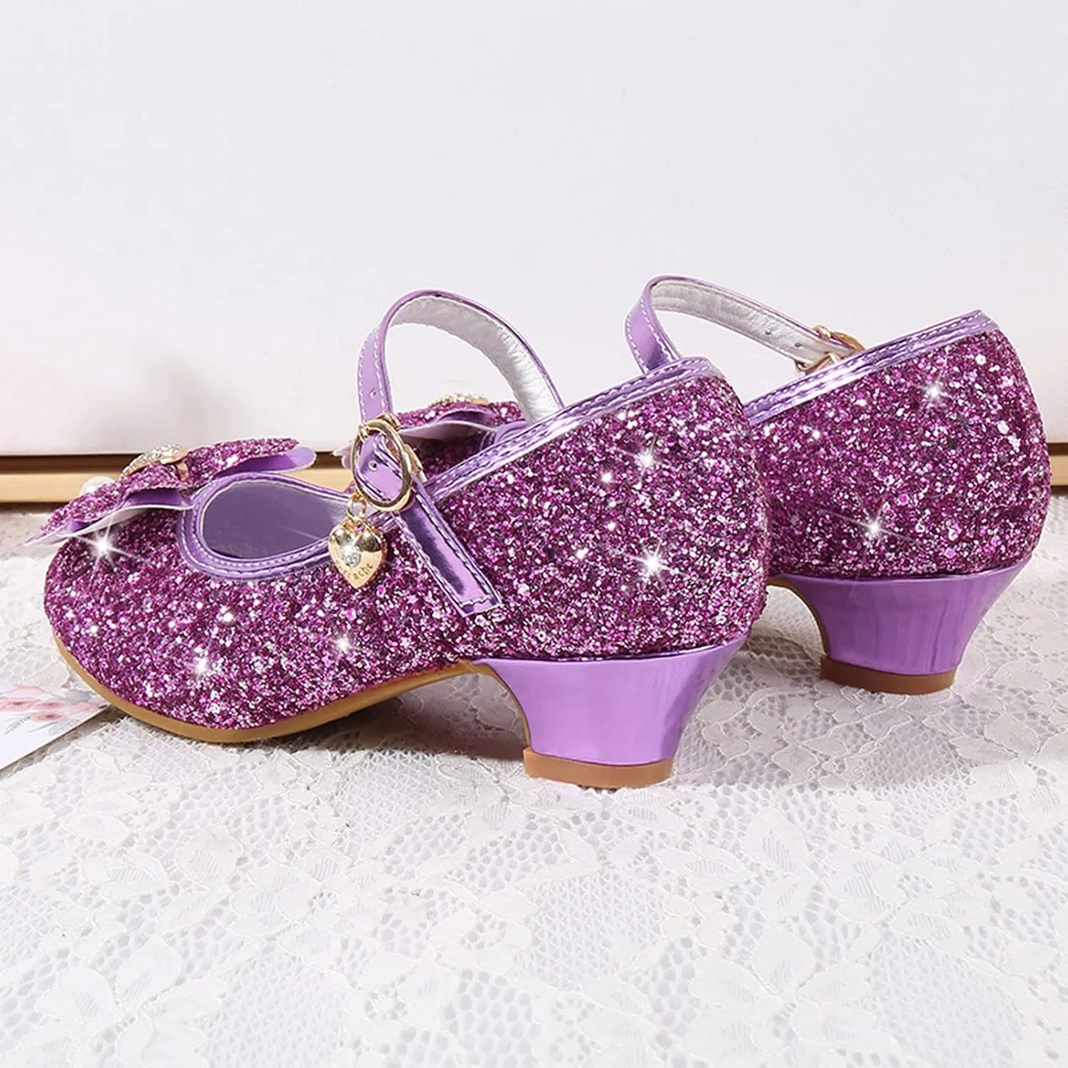 Детские туфли для девочек с принтом Mary Jane Princess Flower Shoes, Purple — фото 2