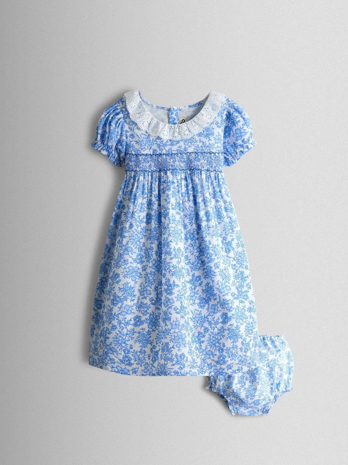 Платье с вышивкой и цветочным принтом Garden Floral от Jojo Maman Bébé, голубой