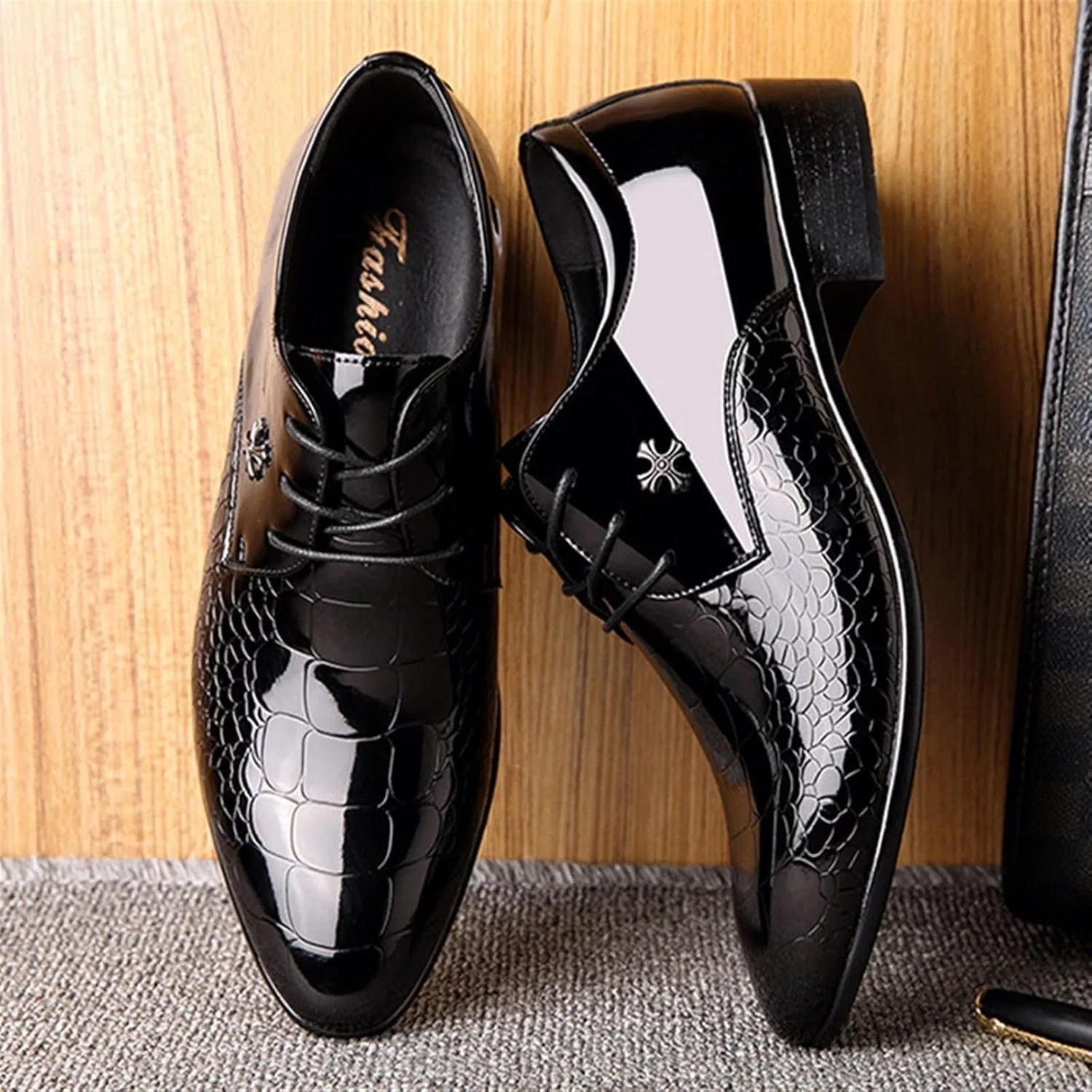 Туфли Men's Shoes Men's Leather Shoes Spring and Autumn Casual Shoes Men's Business Formal Shoes Wedding Shoes Generic, Black — фото 3