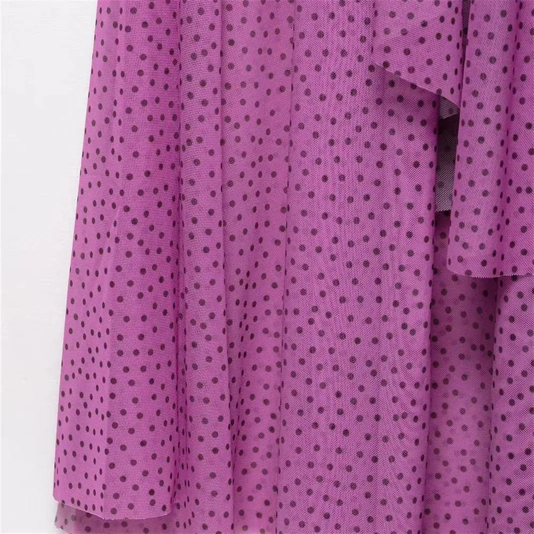 Женское асимметричное платье с горошком Off-shoulder, Fuchsia — фото 3