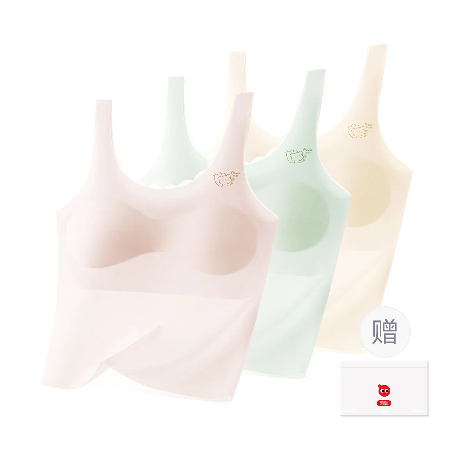 Детский бюстгальтер для девочек хлопковый бесшовный Red bean, Light Pink Light Yellow — фото 3