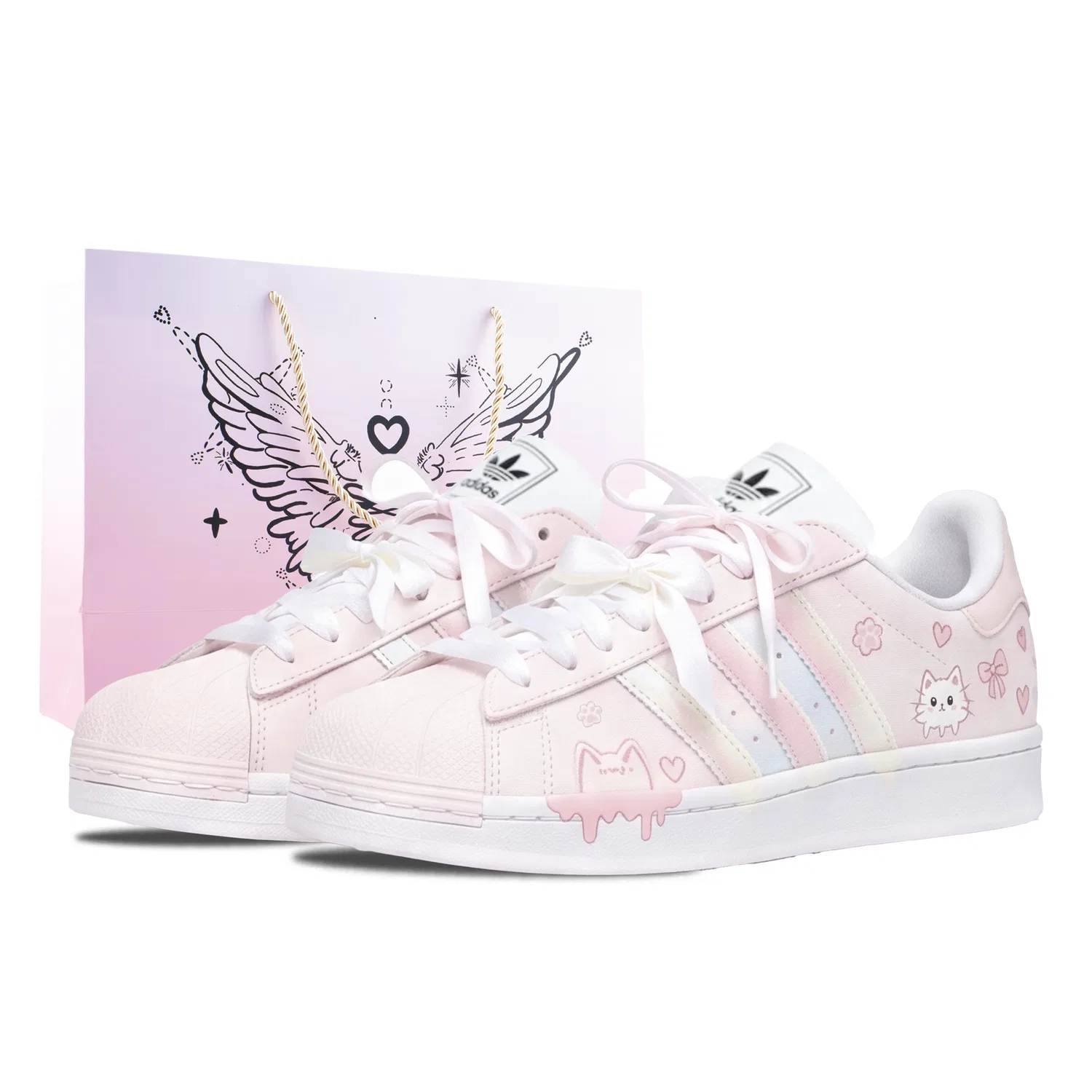 Детские кастомные кроссовки с рисунком Sweet Pink, Adidas Originals, Pink
