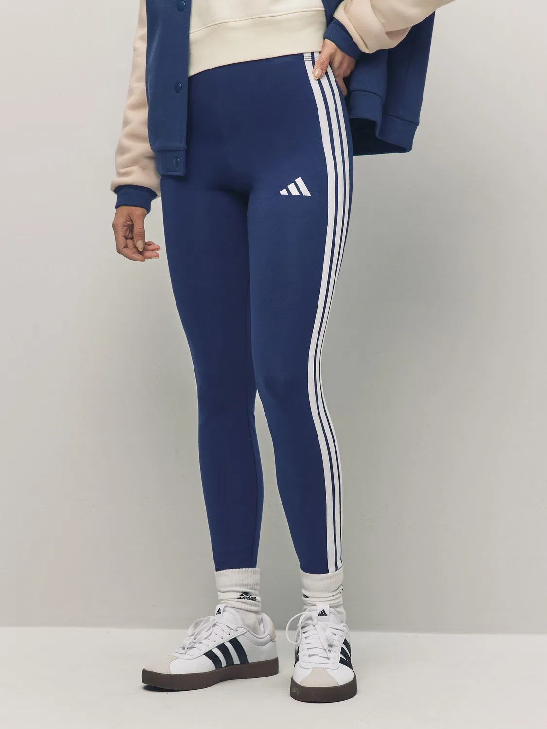 Леггинсы, хлопковые adidas Blue Essentials 3-Stripes adidas, синий