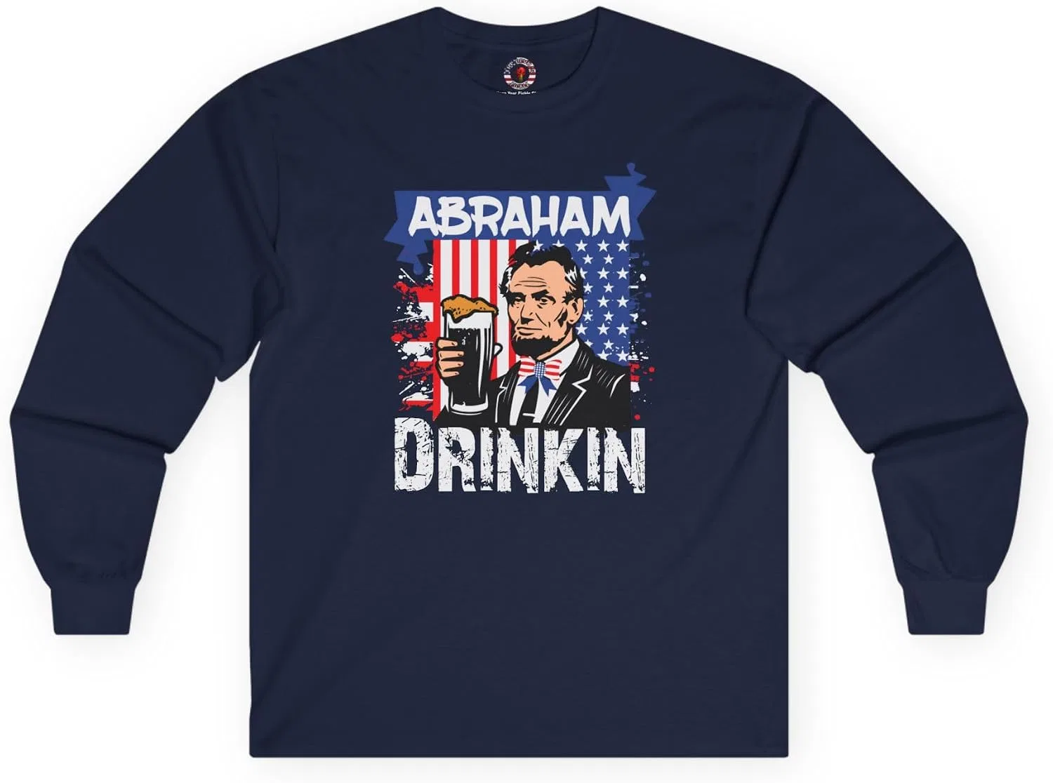 Мужская футболка с длинным рукавом с принтом Abraham Lincoln Gildan 2400, Navy