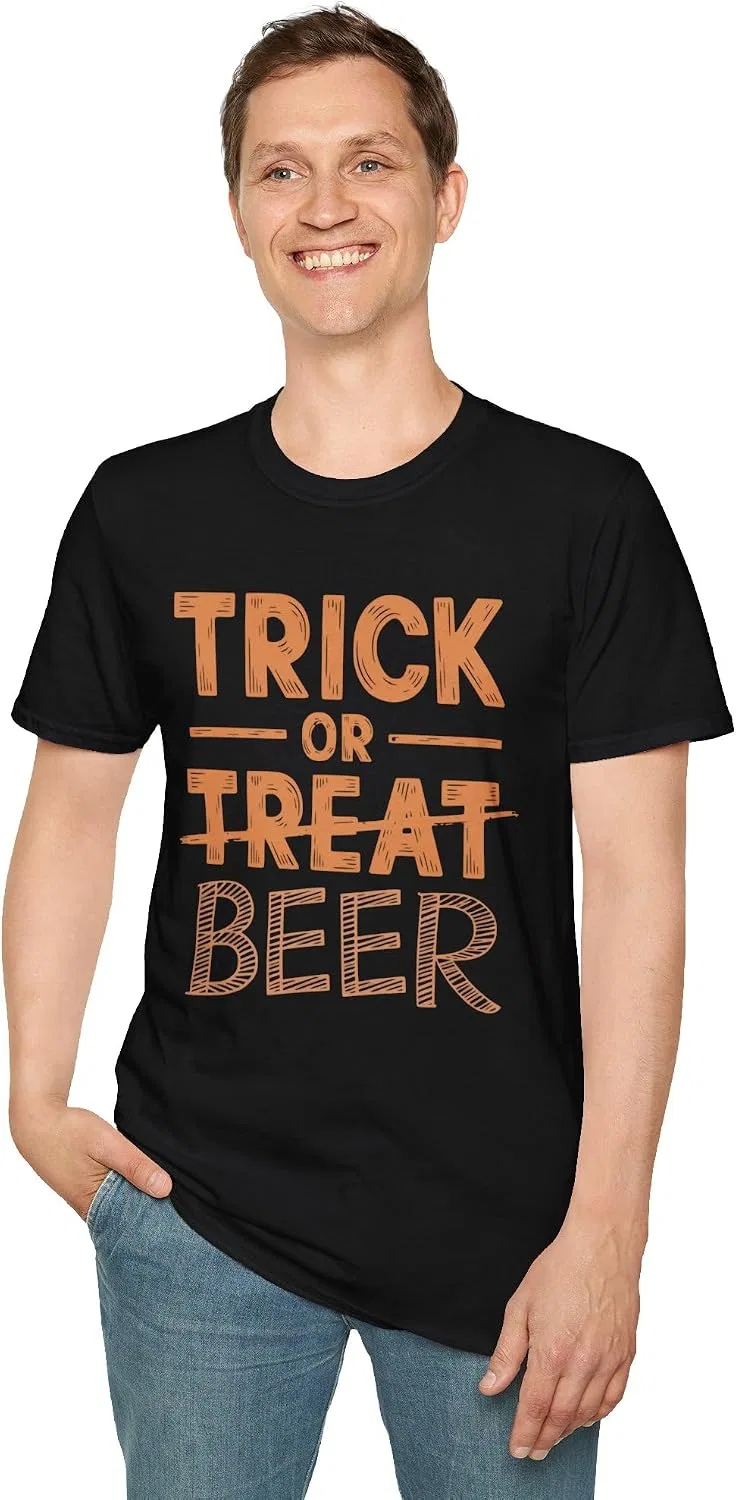 Женская футболка с принтом Trick or Beer Gildan 64000, Black — фото 3