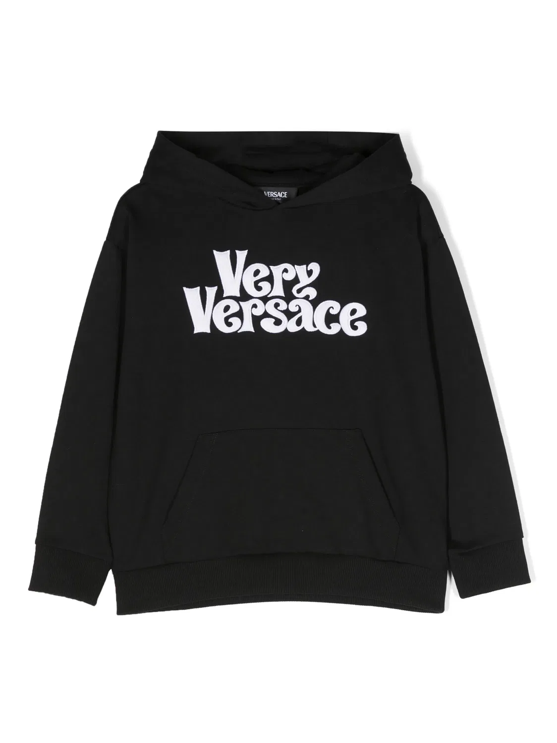 Худи с логотипом из хлопка Versace, черный