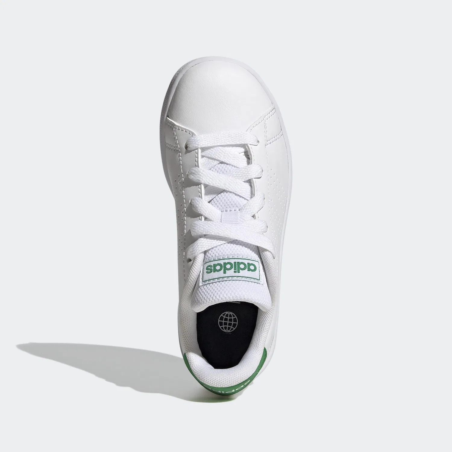 Детские спортивные туфли с перфорацией Advantage Lifestyle Court Lace Adidas, Cloud White Green Core Black — фото 3