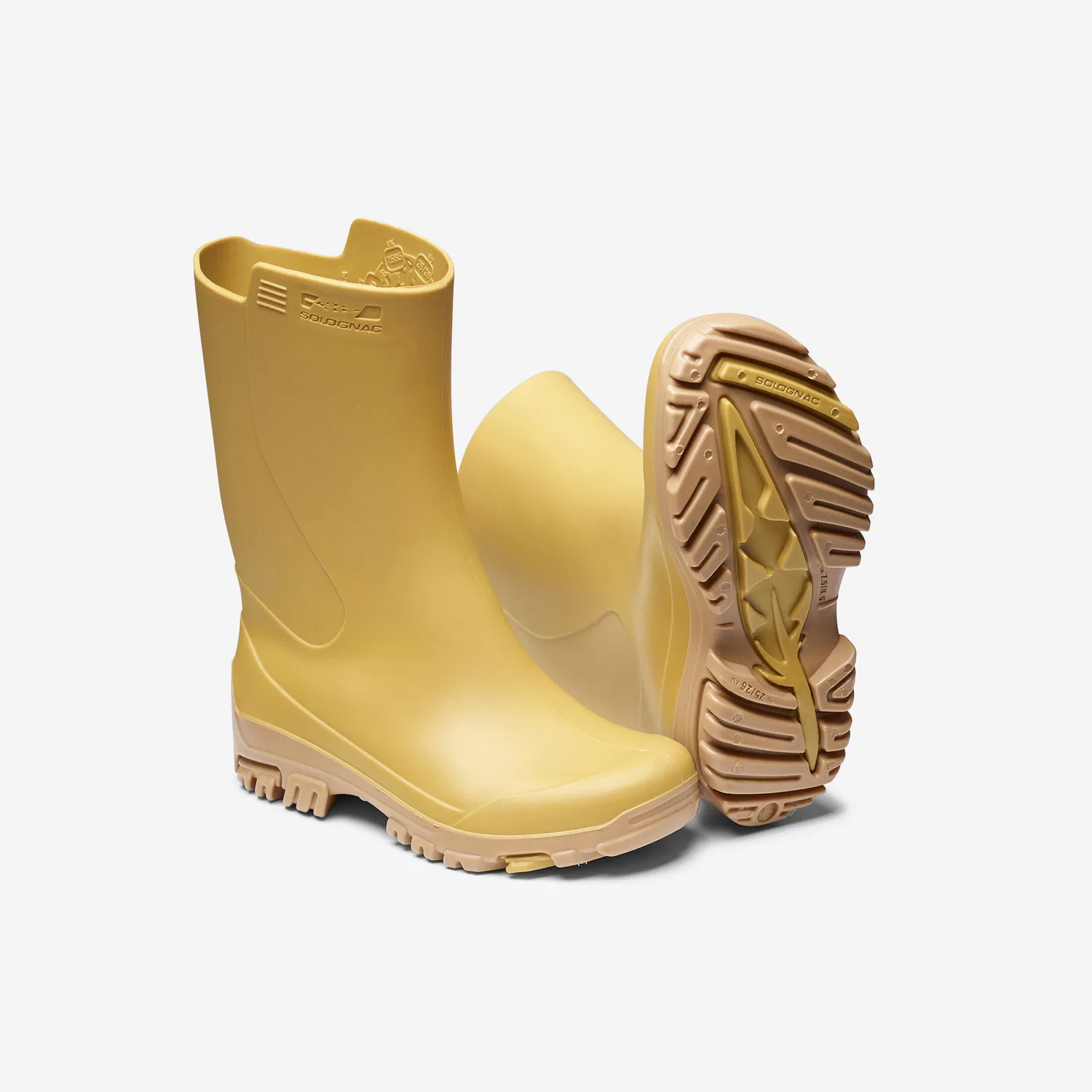 Детские резиновые сапоги Gummistiefel 100 Solognac, Lehmgelb Ockerbeige