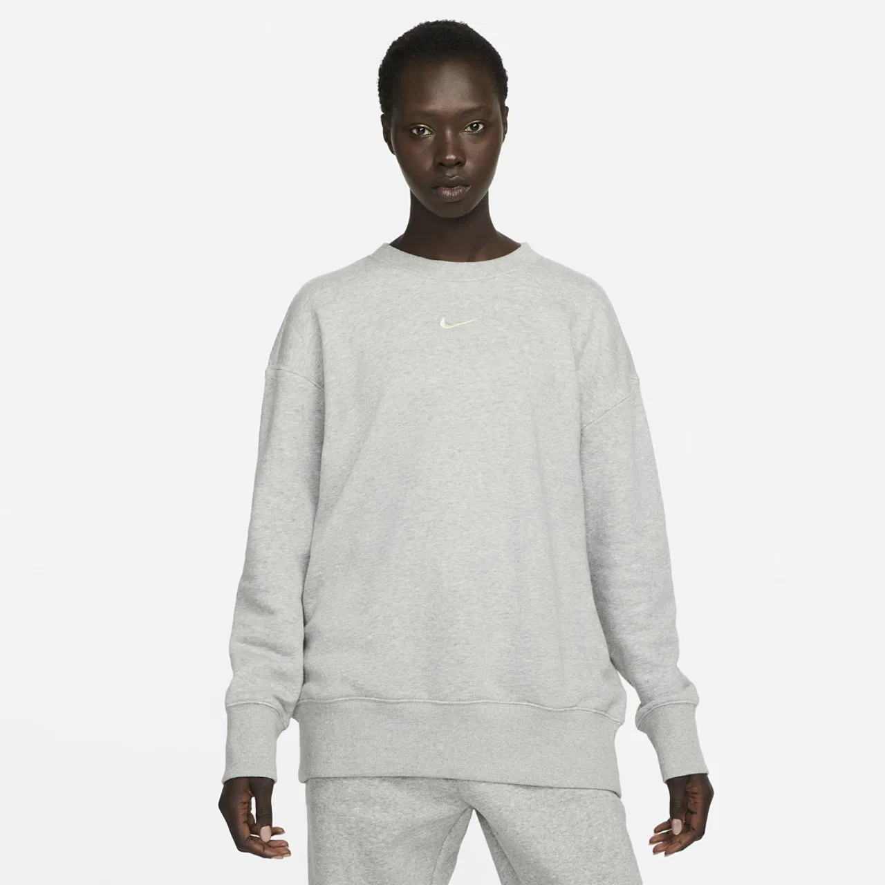 Женский флисовый свитшот Style Fleece Nike, цвет Sail/Dark Grey Heather