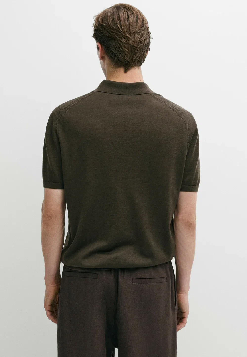 Рубашка-Поло из шерстяной смеси с застежкой-молнией - рубашка-поло Massimo Dutti, Khaki — фото 3