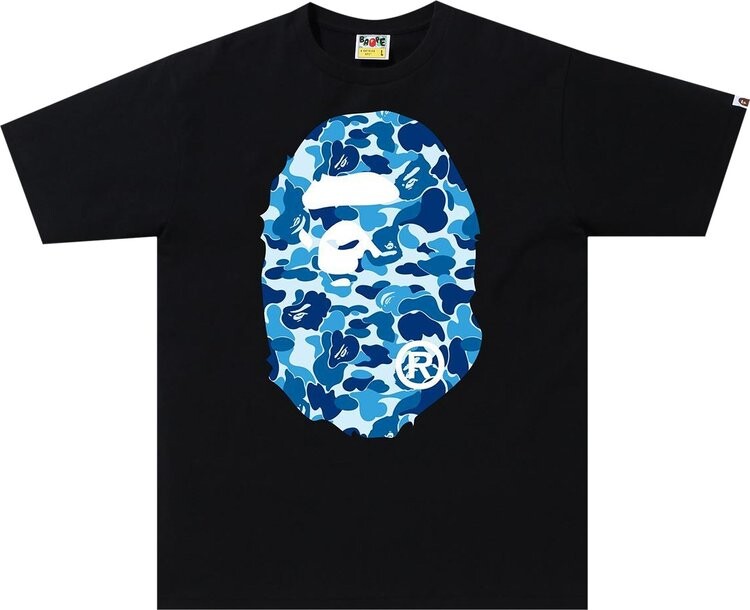 

Футболка BAPE ABC Camo Big Ape Head Tee 'Black/Blue', черный