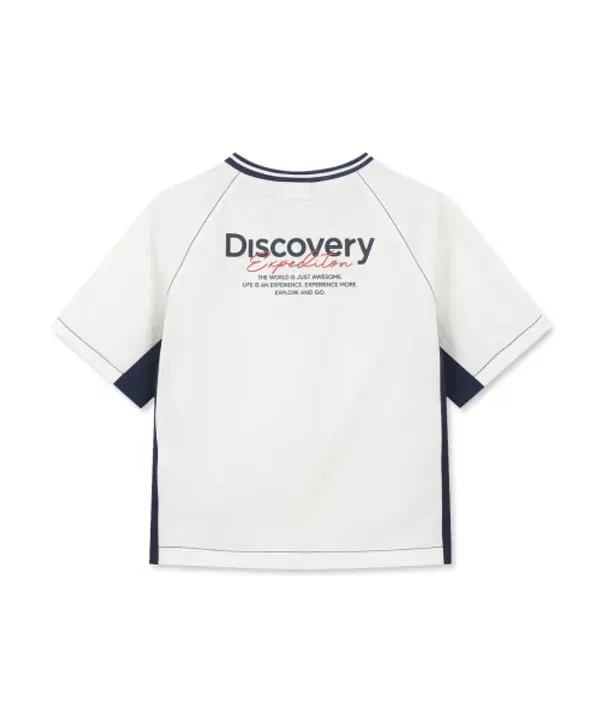 Футболка детская с V-образным вырезом, плетеная, Discovery Kids, кремовый — фото 3