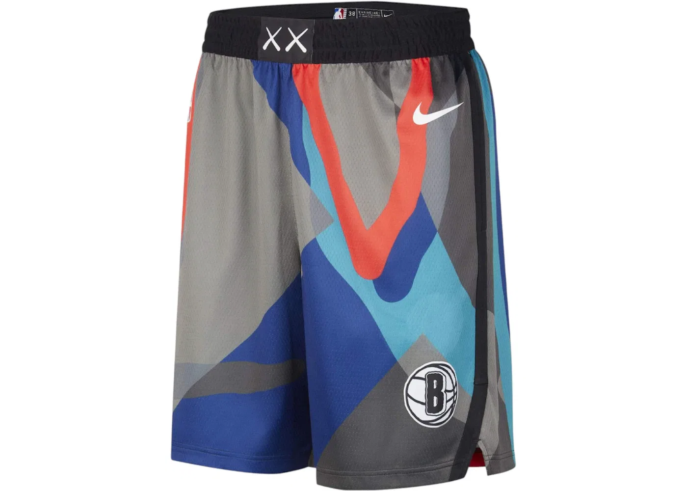Мужские шорты с принтом Nike NBA x KAWS Brooklyn Nets City Edition Swingman, Grey/Blue/Black