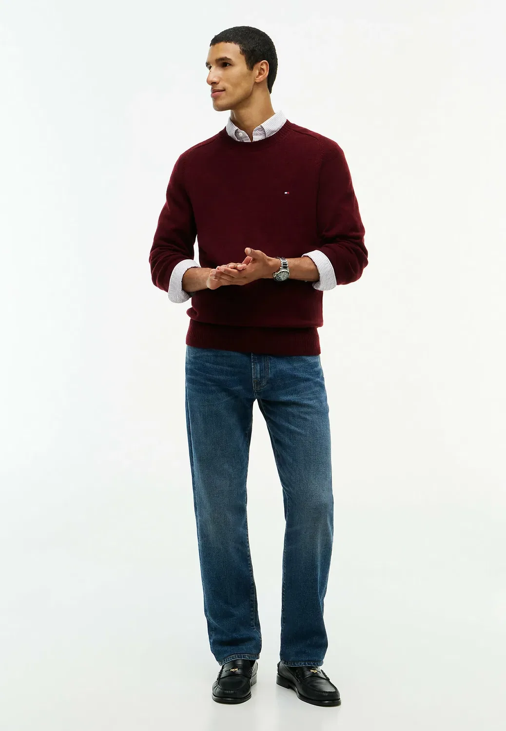 Свитер с круглым вырезом из овечьей шерсти Tommy Hilfiger, Burgundy Heather — фото 2