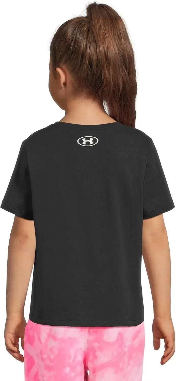 Детская футболка для девочек с коротким рукавом с принтом Big Logo Under Armour, Black/White — фото 2