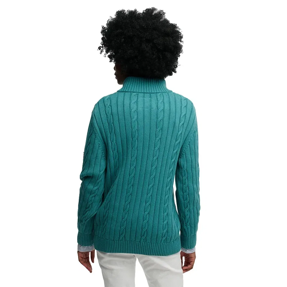 Свитер половинная молния Superdry Slouchy Cable Superdry, зеленый — фото 2
