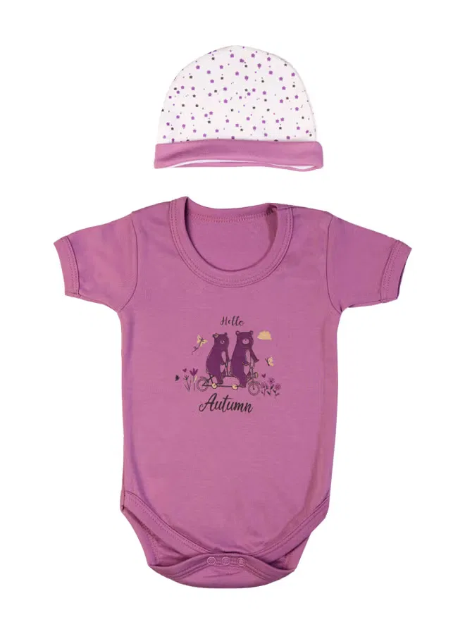 Комплект из 5 предметов с принтом Hello Autumn Babies Basic, темно-лиловый — фото 4