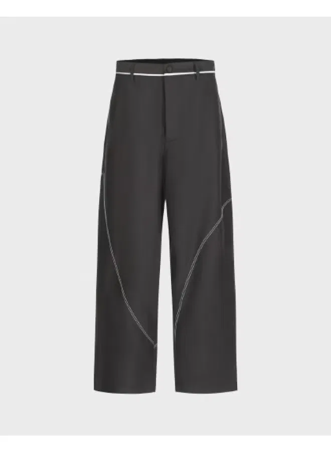 Брюки свободного кроя с декоративной строчкой, Zara, черный