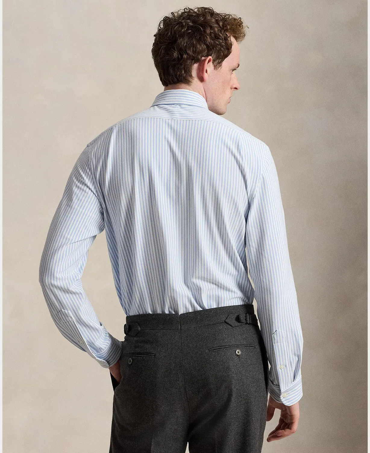 Мужская рубашка в полоску, Oxford Slim Fit, Polo Ralph Lauren, голубой — фото 2
