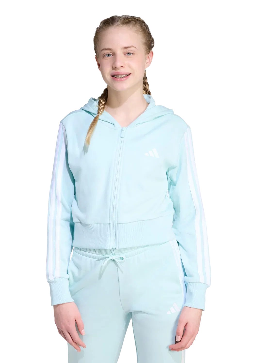 Детская куртка с капюшоном Adidas, цвет Turquoise — фото 2