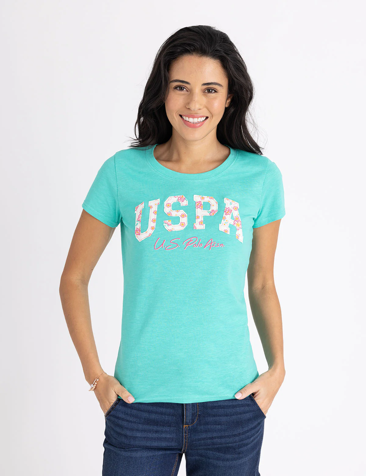 

Футболка U.S. Polo Assn Floral Arch Uspa Scoop, бирюзовый