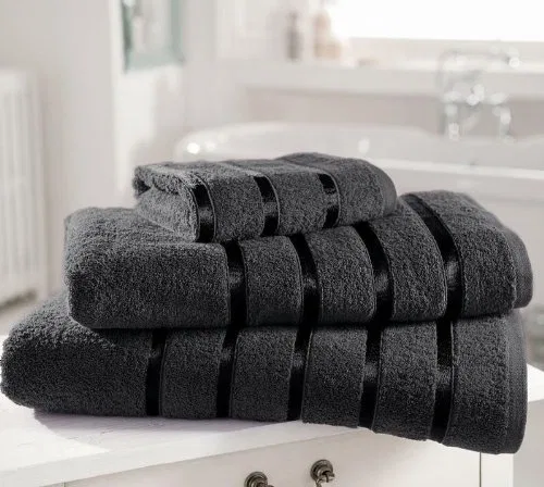 Полотенца для рук Kensington Satin Stripe 4 шт, 50x80 см, Dark Grey Bedding Online