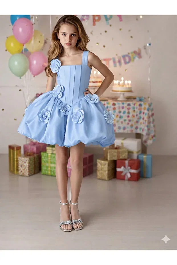 Детское платье для девочек без рукавов Balloon Dress Atelier Laura, Blue