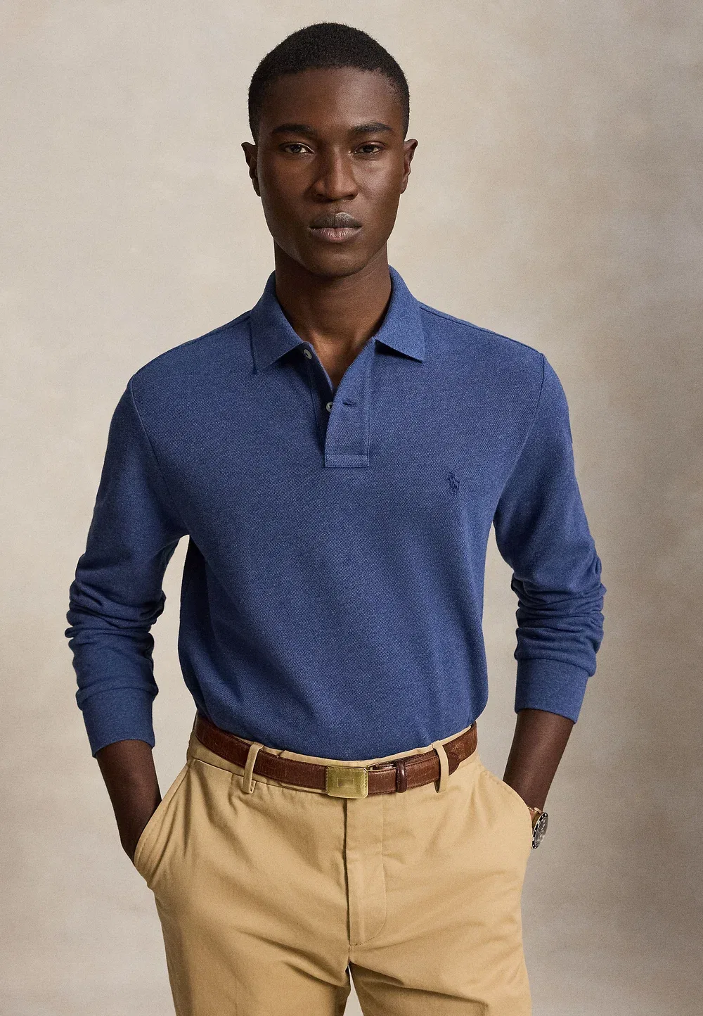 Поло-Рубашка приталенного кроя из сетчатой ткани - поло-рубашка Polo Ralph Lauren, Derby Blue