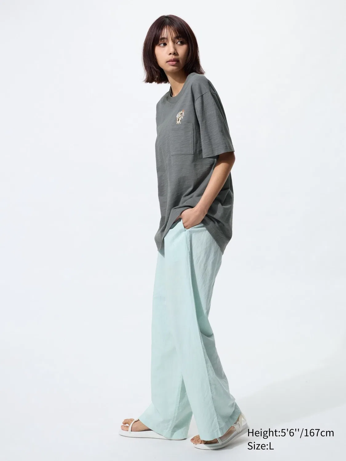 Футболка с коротким рукавом Uniqlo, графический принт в стиле укие-э, черный/серый — фото 3