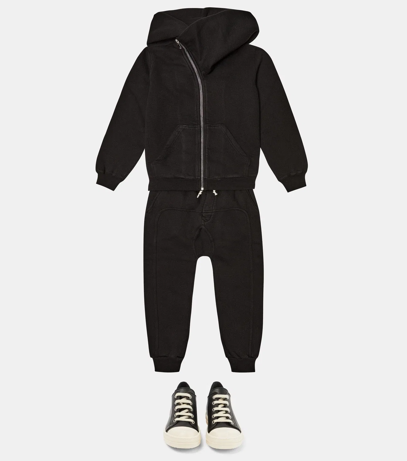 Худи хлопковое Mountain Rick Owens Kids, черный — фото 2