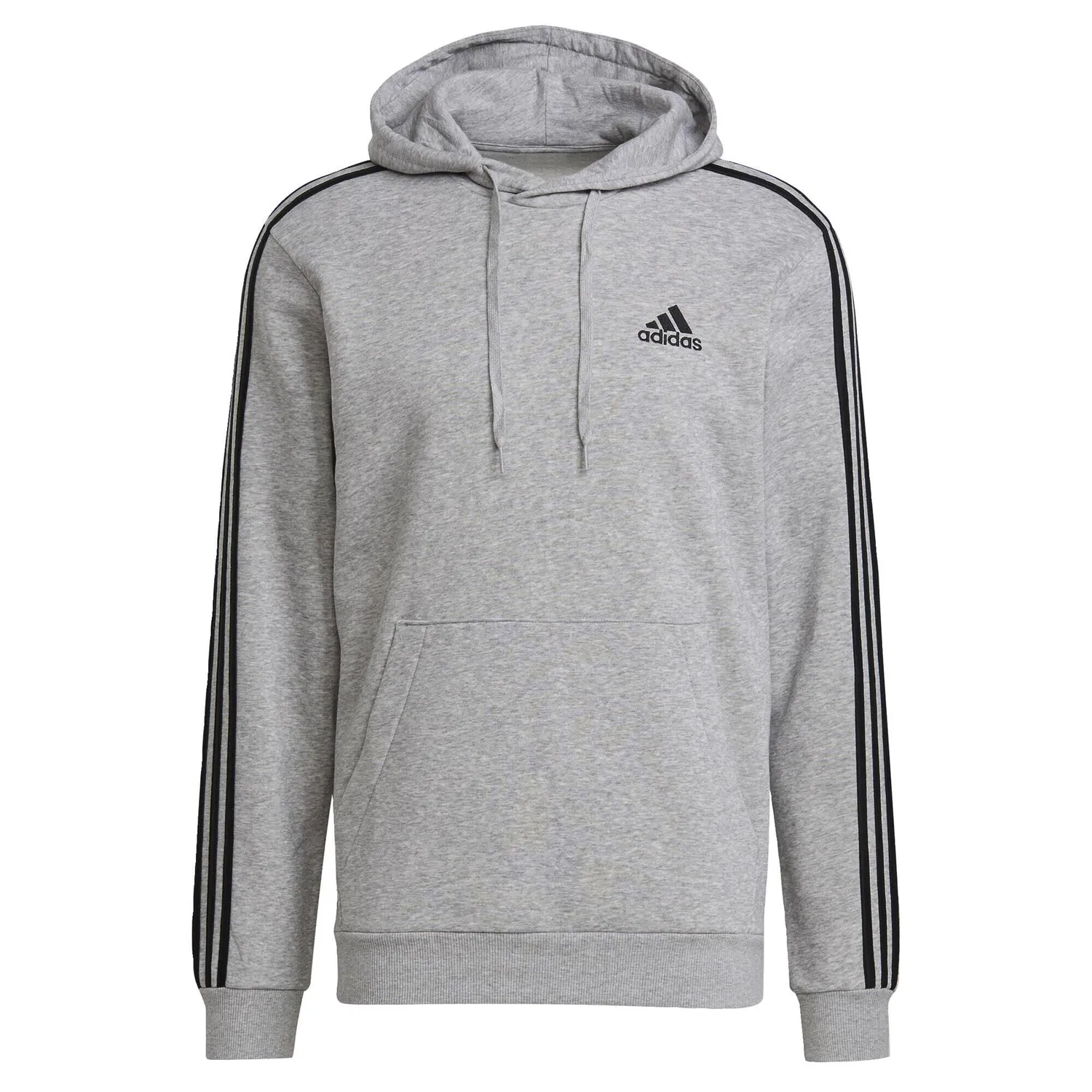 Мужское худи из флиса с принтом Essentials Fleece 3-Streifen, Adidas, Grau Schwarz — фото 2