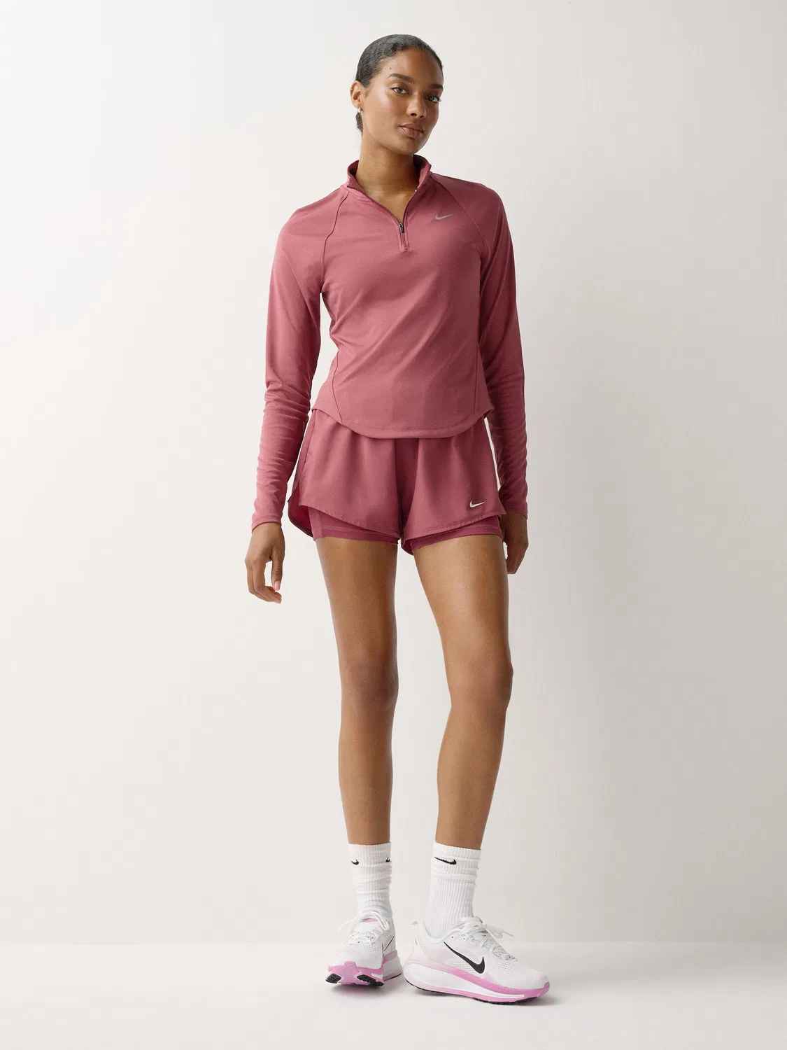 Беговая футболка с молнией 1/2 Nike Pink Smoke Tempo Dri-FIT — фото 2