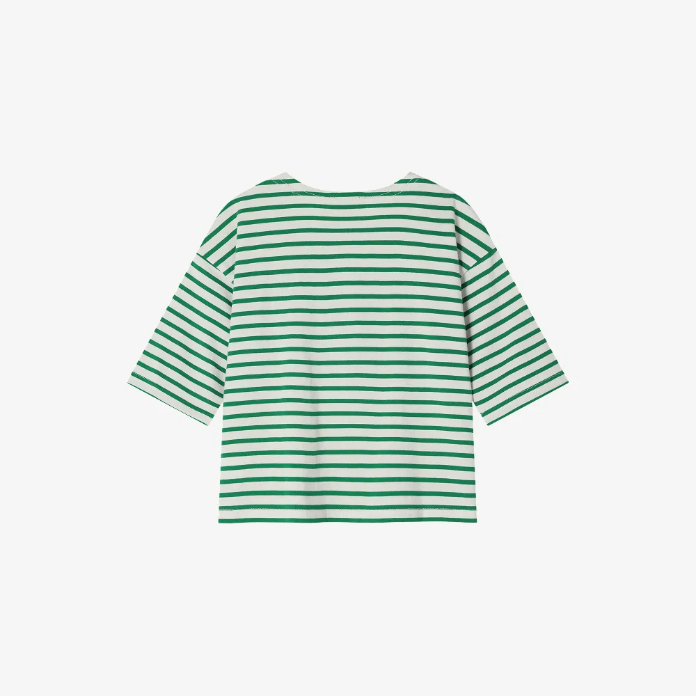 Детская зелёная футболка в полоску Single Stripe 3/4 от Rototobebe — фото 3