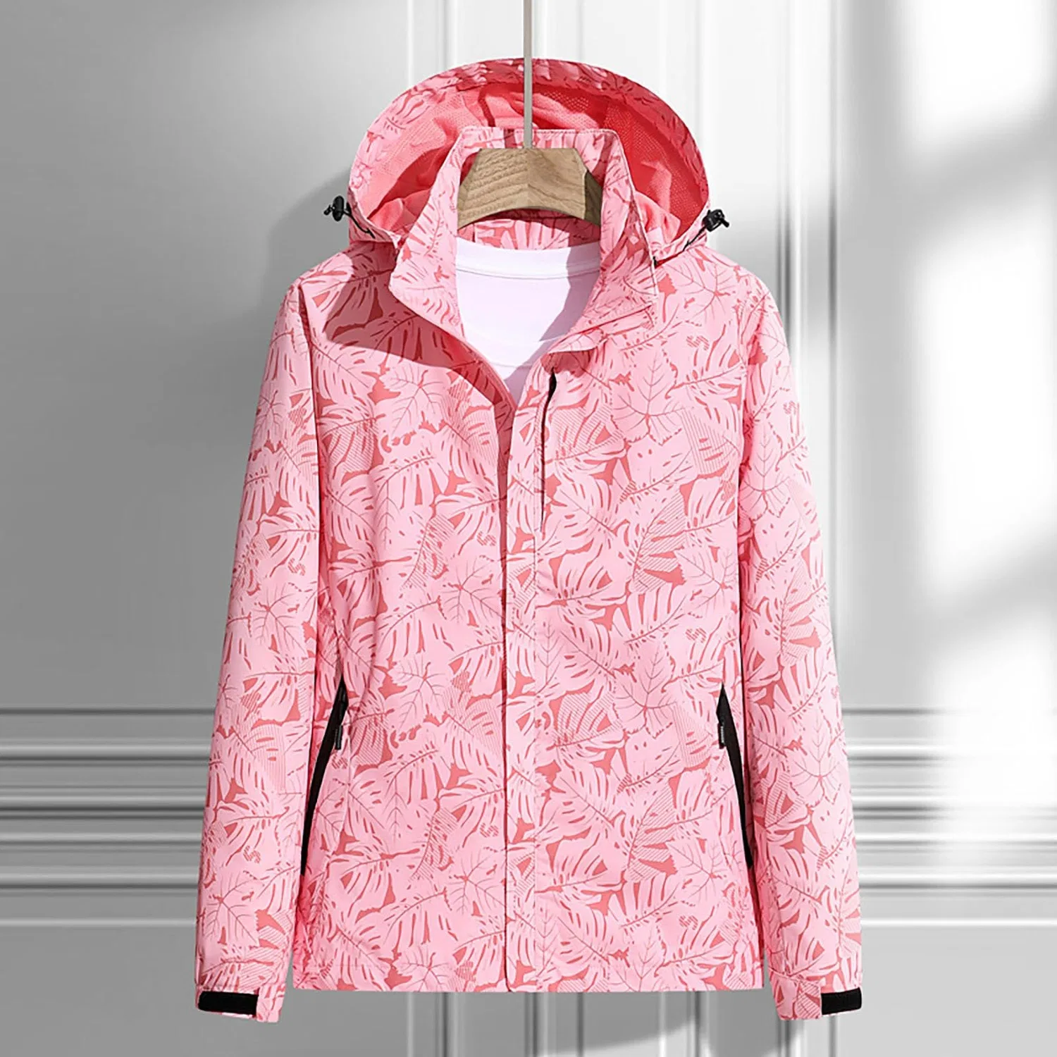 Женская непромокаемая куртка с капюшоном, тонкая, с принтом, trench stile, Colore: rosa — фото 2