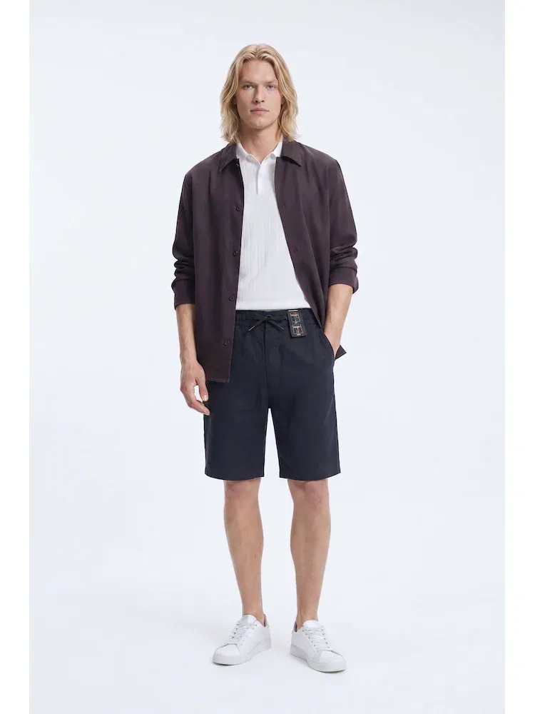 Шорты чинос из льняной смеси BOSS, Black