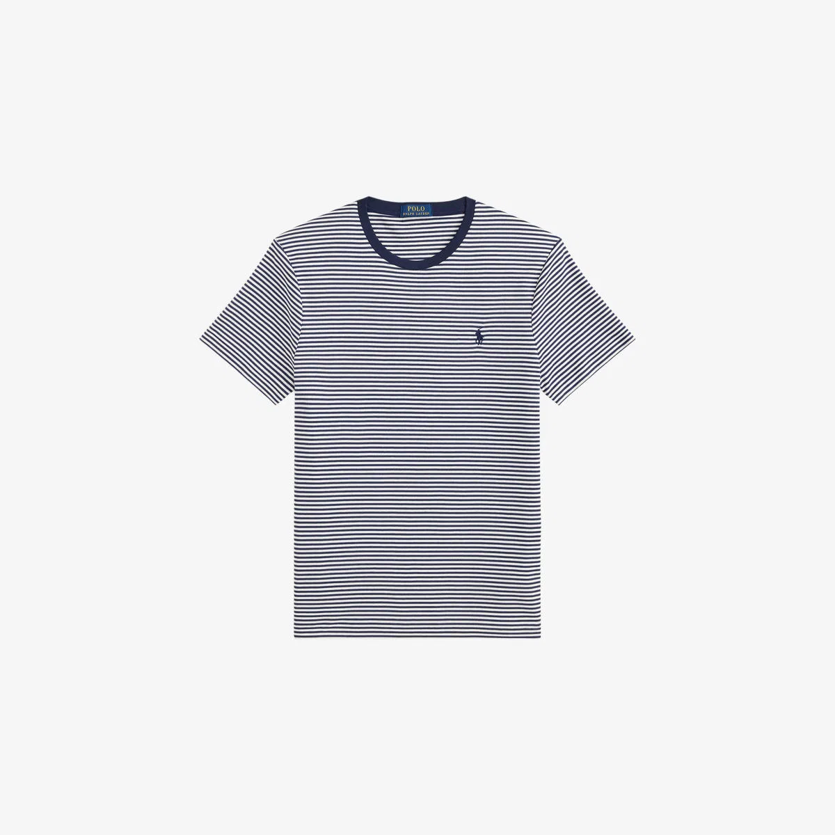 Хлопковая футболка в полоску с вышитым логотипом Polo Ralph Lauren, белый/темно-синий