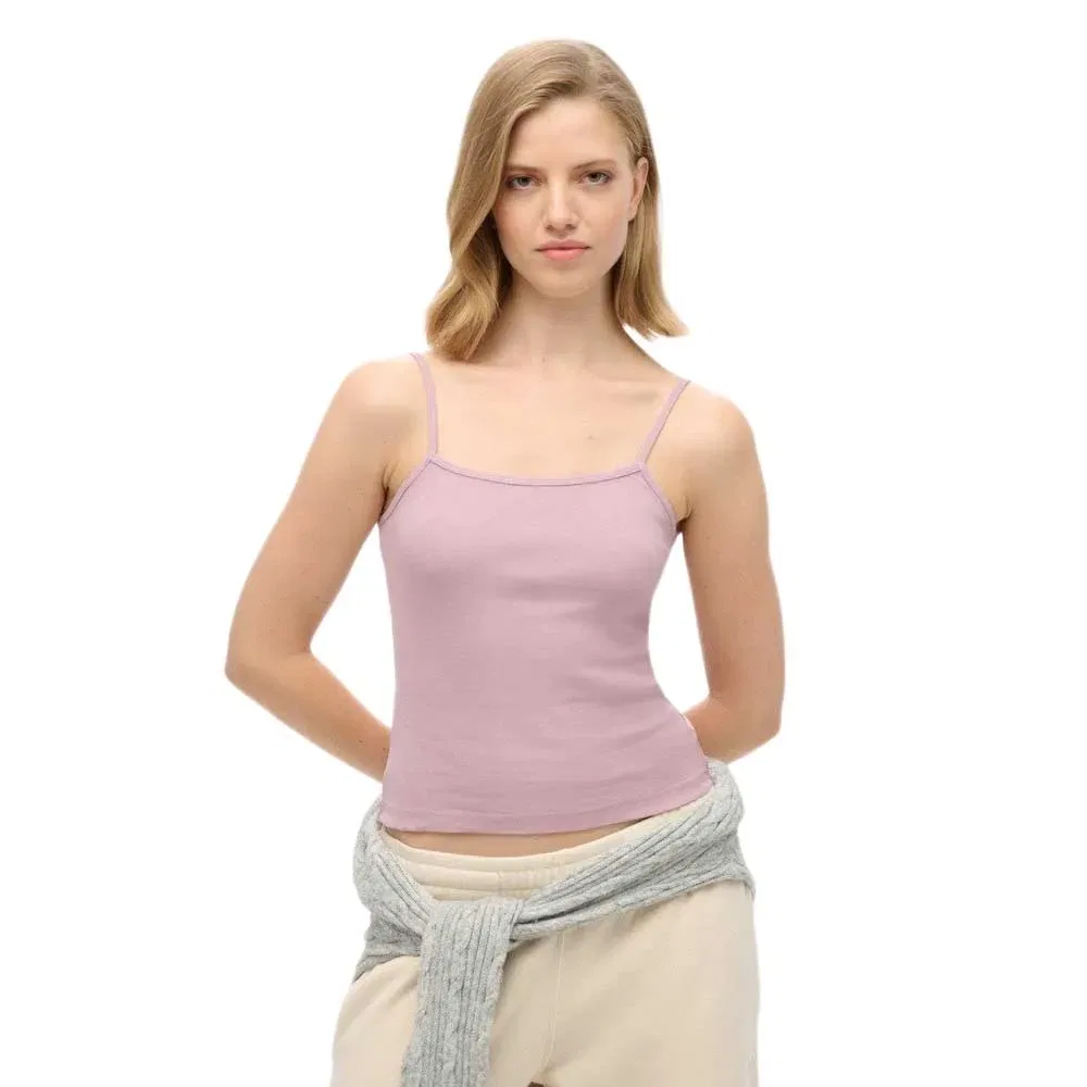 Майка без рукавов Fine Rib Cami Superdry, розовый
