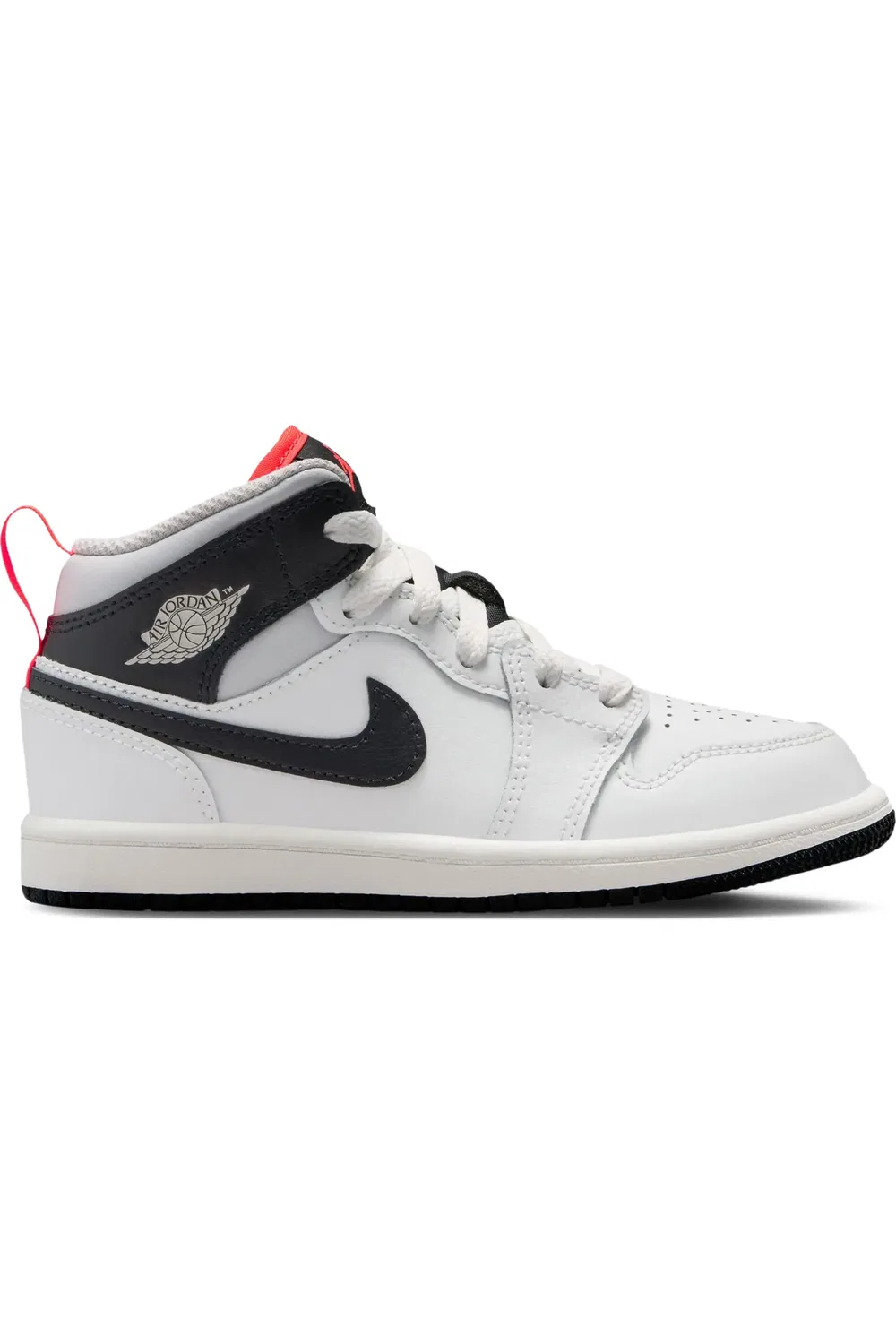 Детские кроссовки высокие с мягкой подкладкой Jordan 1 Mid Jordan, Summit White/Black/Infrared — фото 3