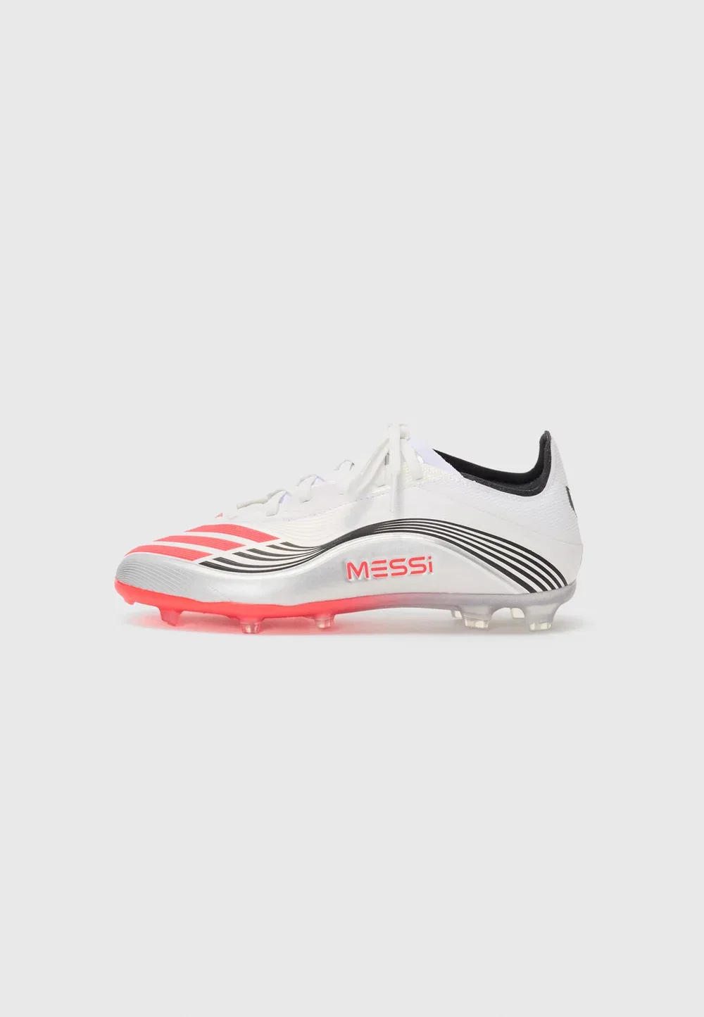 Футбольные бутсы F50 Messi Elite унисекс для твердого грунта Adidas Performance, White/Lucid Red/Silver-Coloured Metallic