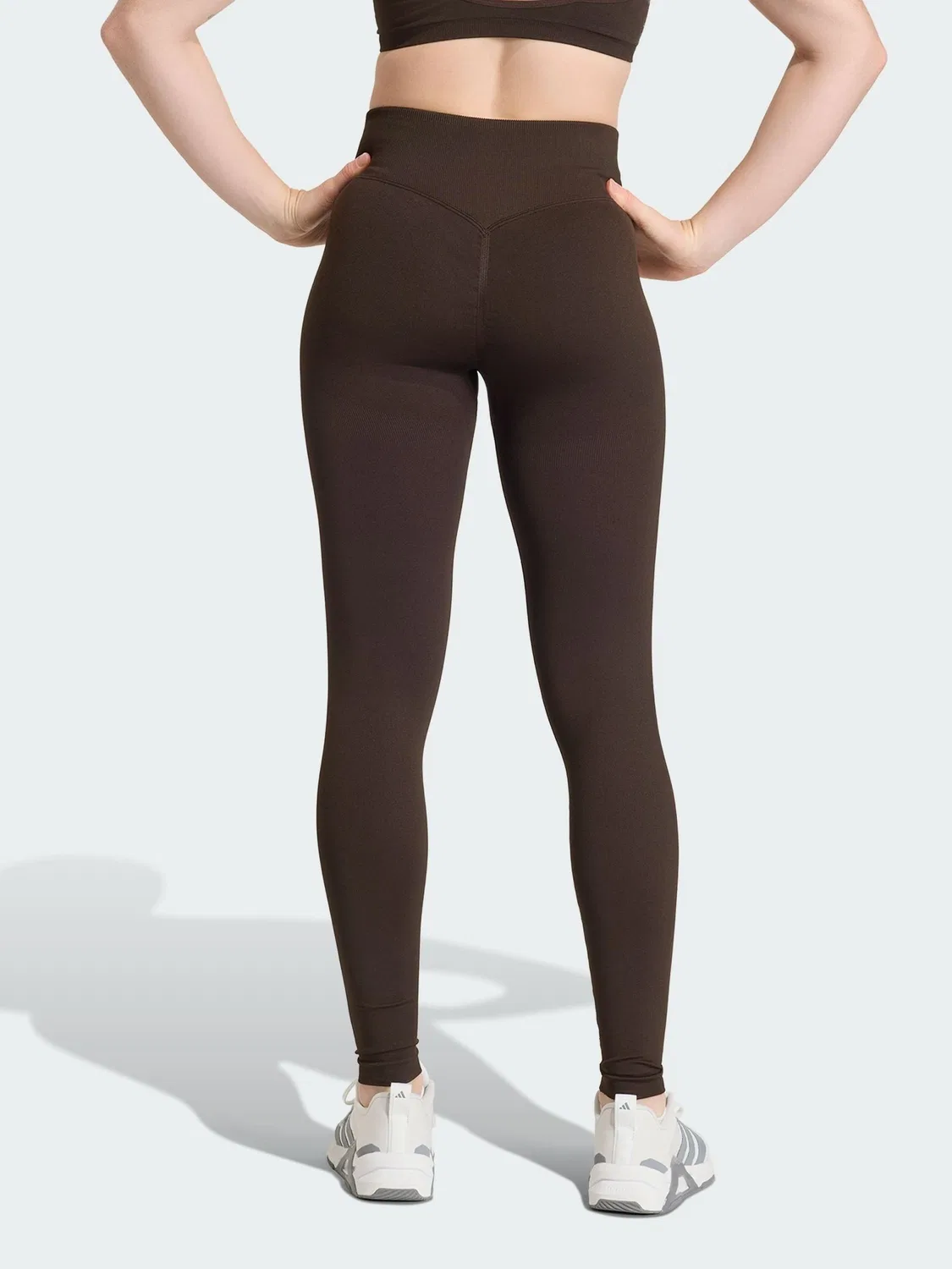 Леггинсы женские Workout Essentials Knit Scrunch 7/8 adidas, коричневый — фото 2
