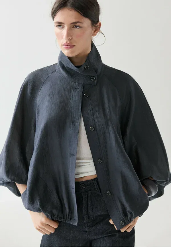 Куртка из лиоцелла Transparent bomber jacket Massimo Dutti, темно-синий
