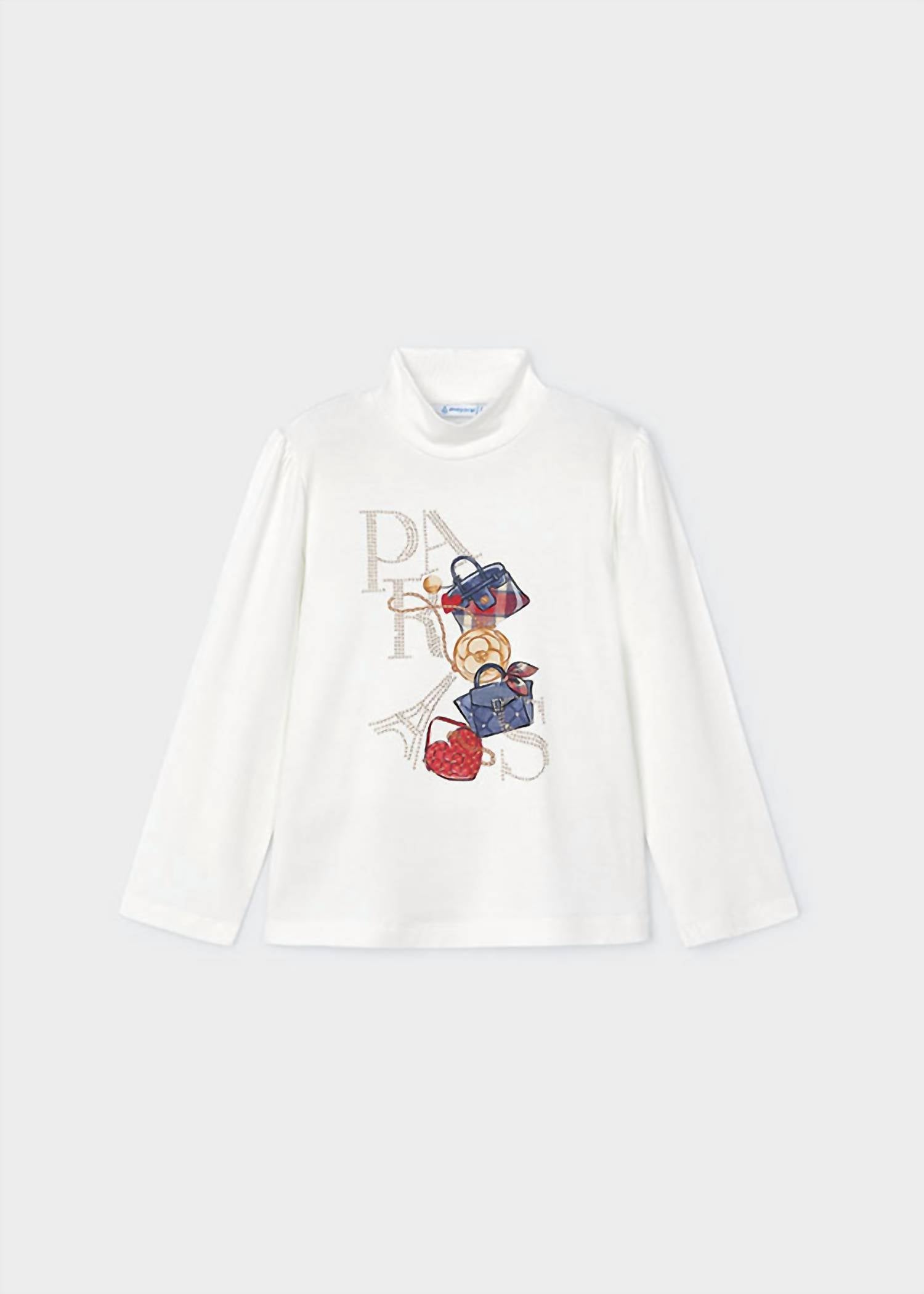 

Футболка Paris Mock Neck с длинными рукавами для девочек в цвете Off White/вишневый Mayoral