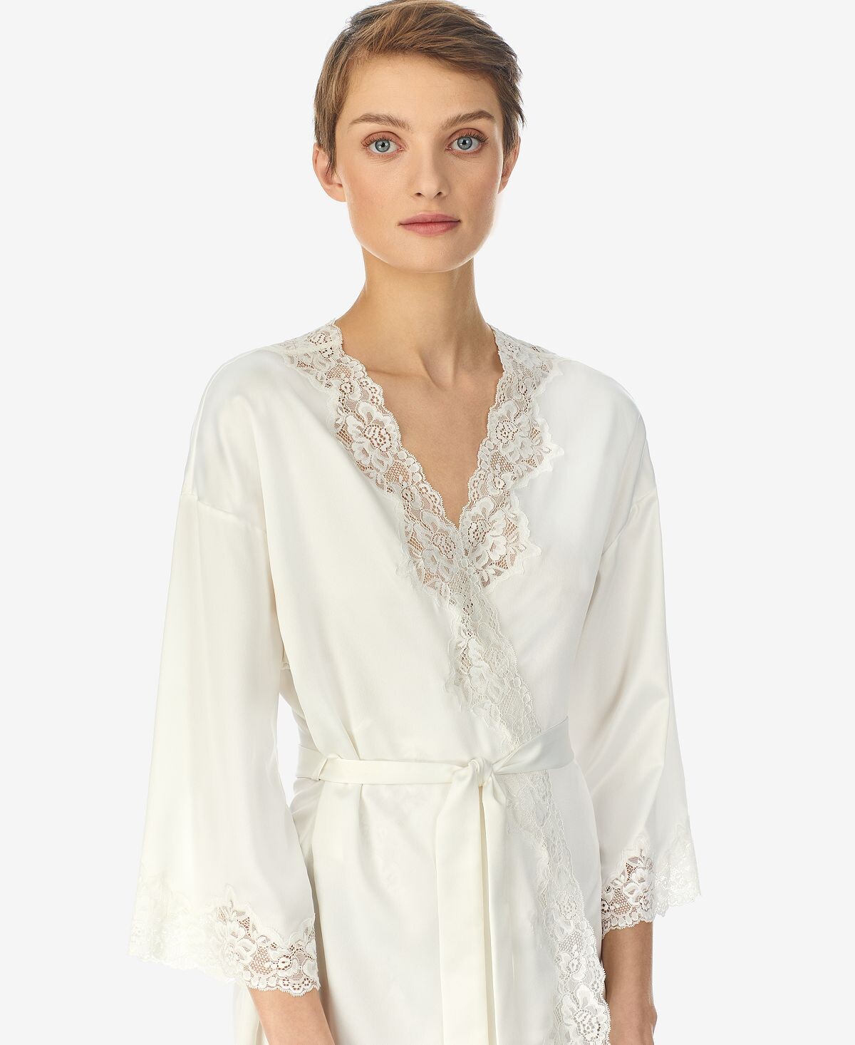 Нижнее белье lauren ralph satin lauren с кружевной отделкой, халат с запахом Lauren Ralph Lauren, мульти — фото 3