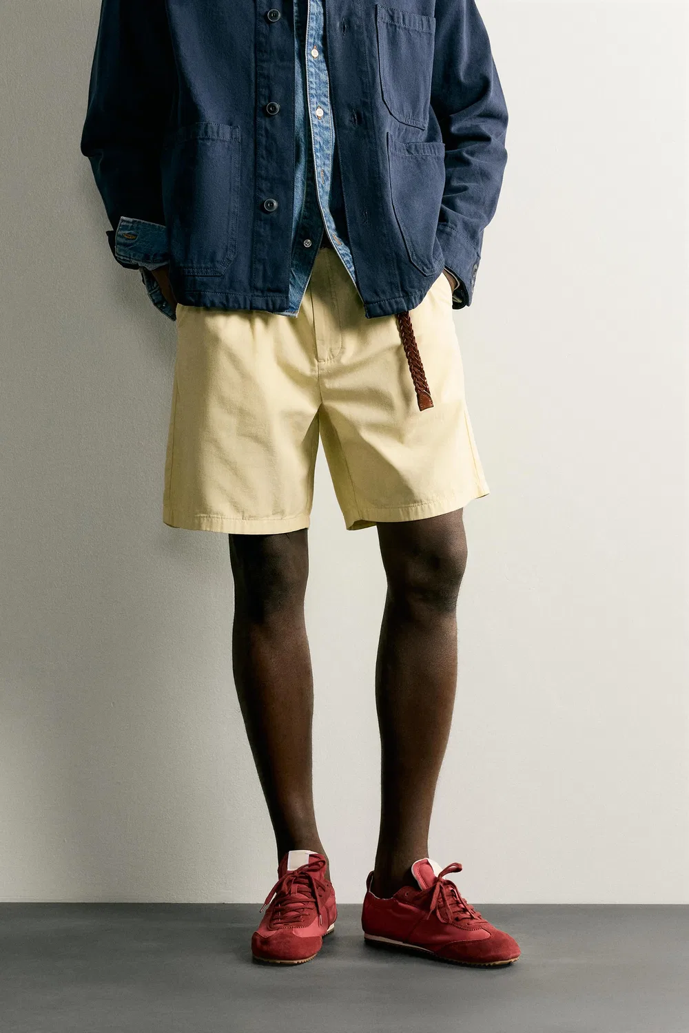 Плиссированные шорты-бермуды стандартного кроя ZARA, Light yellow — фото 2