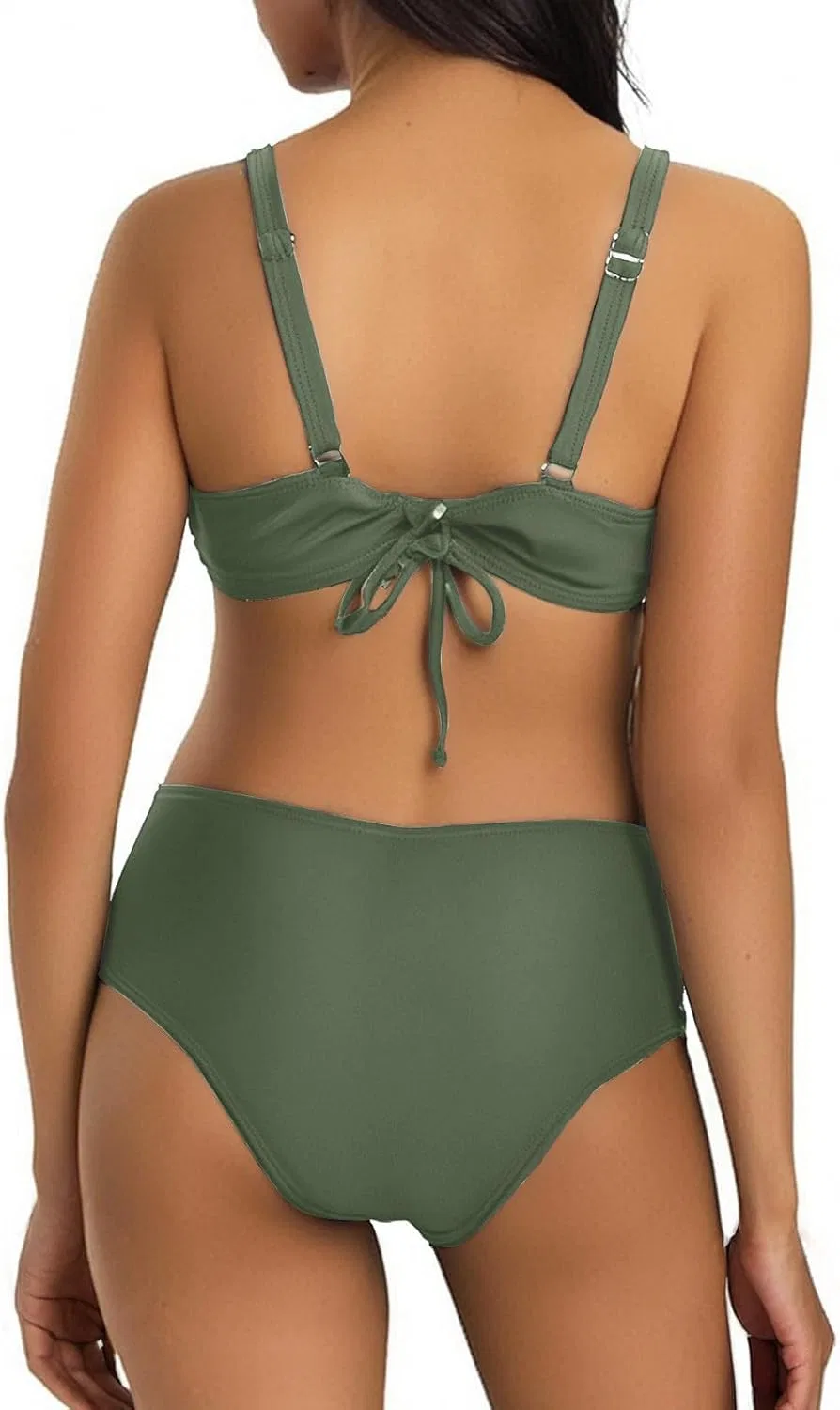 Женский купальник бикини с высокой талией и утяжкой Army Green — фото 3