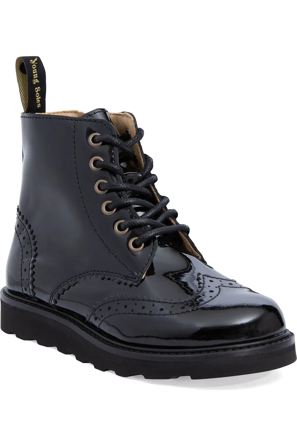 Детские ботинки броги с молнией Sidney Young Soles, Black Patent