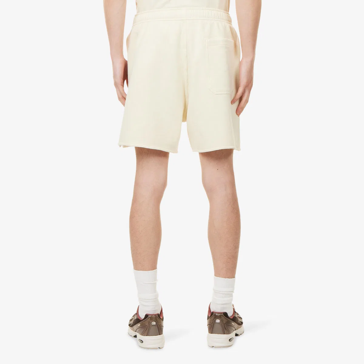Хлопковые спортивные шорты Stone Island x New Balance с логотипом, слоновая кость — фото 4