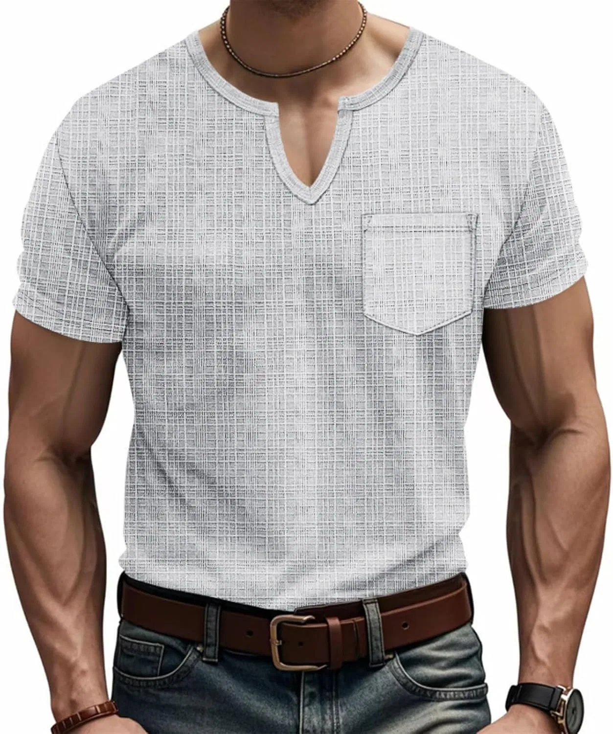 Мужская облегающая футболка с V-образным вырезом Slim Fit, Gray