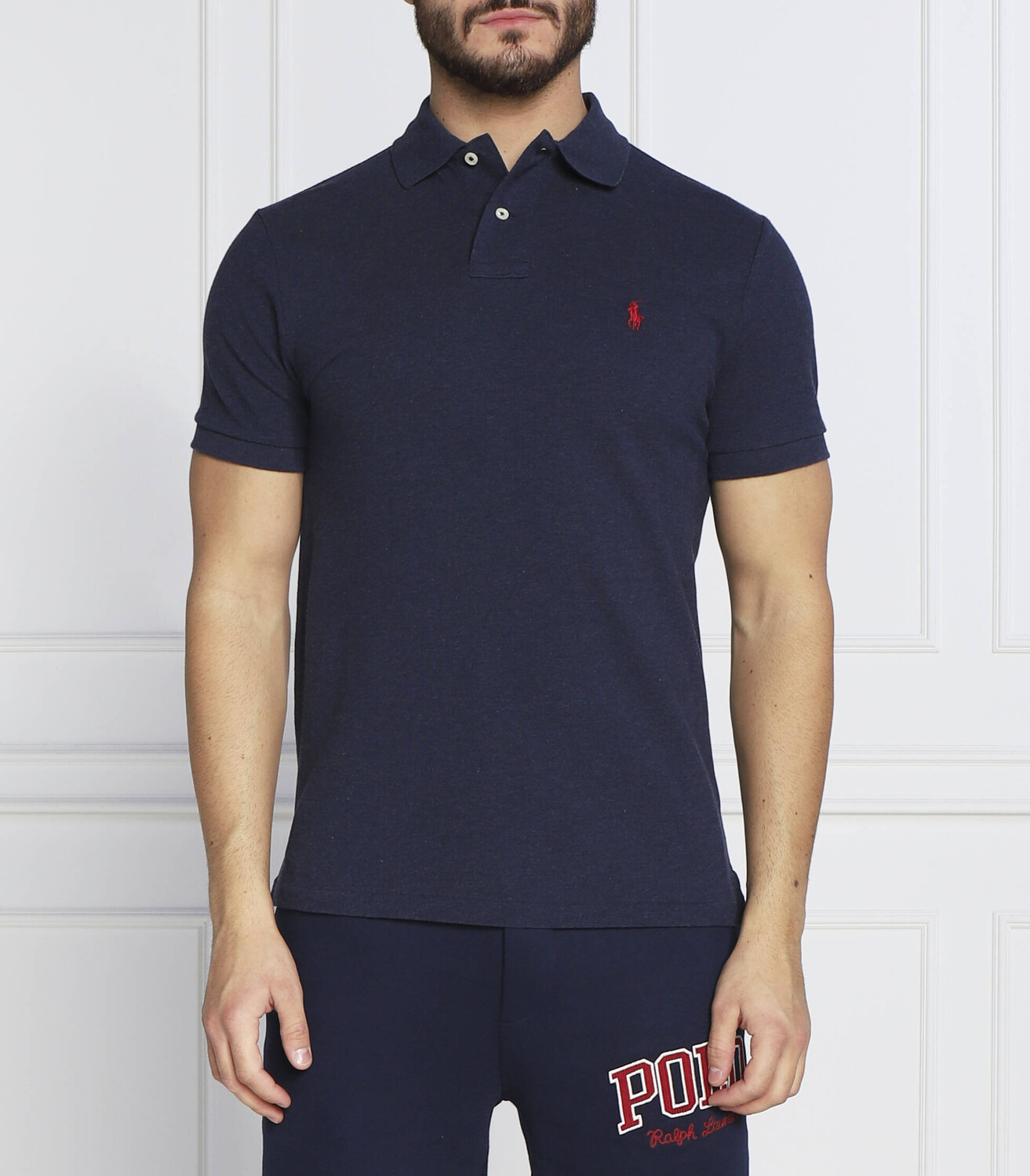 

Поло POLO RALPH LAUREN slim fit pique, темно-синий