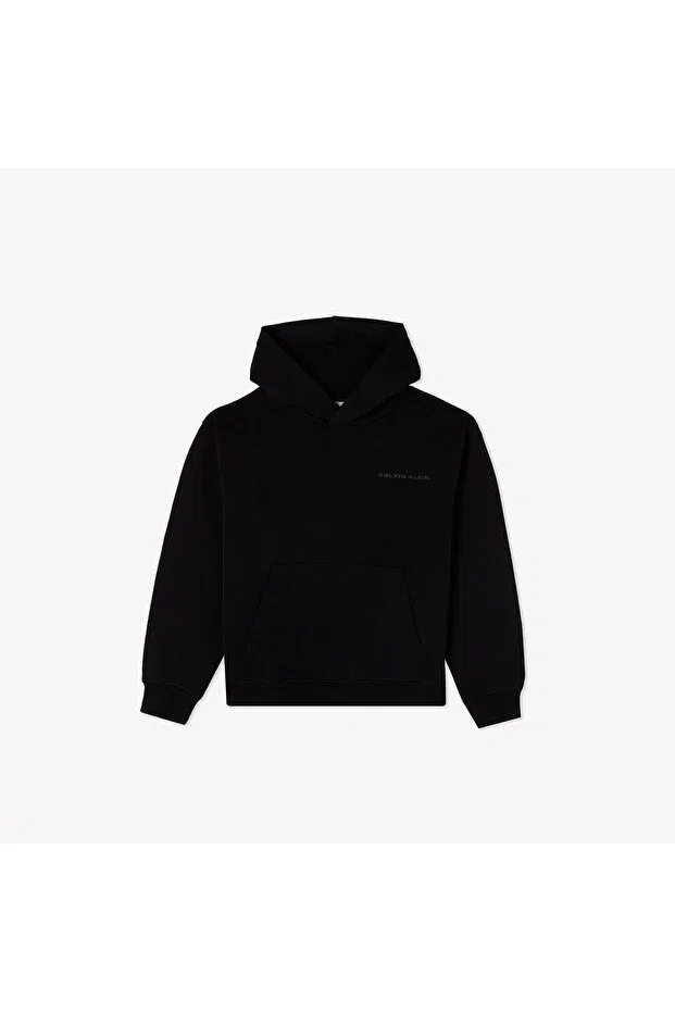 Детские свитшот для девочек хлопковый Relaxed back kids black sweatshirt Calvin Klein, Black — фото 3